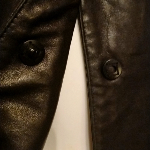 🕶Reaction by Kenneth Cole S black leather jacket with snaps and split cuffs - Picture 4 of 12